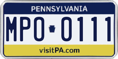 PA license plate MPO0111