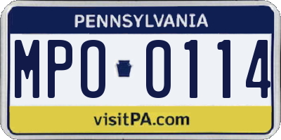 PA license plate MPO0114