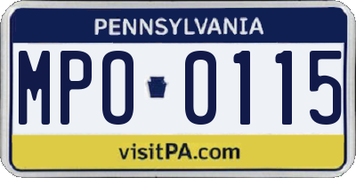 PA license plate MPO0115