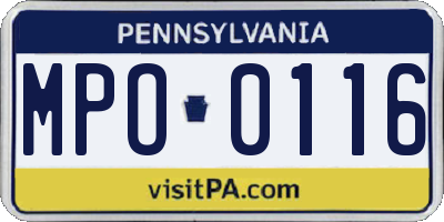 PA license plate MPO0116