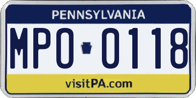 PA license plate MPO0118