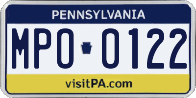 PA license plate MPO0122