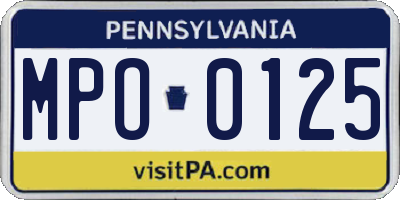 PA license plate MPO0125