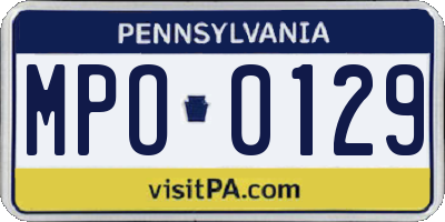 PA license plate MPO0129