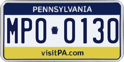 PA license plate MPO0130