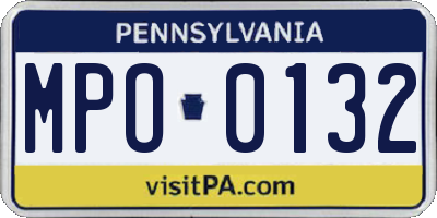 PA license plate MPO0132