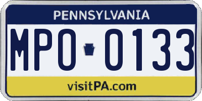 PA license plate MPO0133