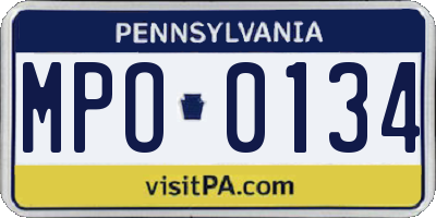 PA license plate MPO0134