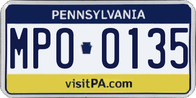 PA license plate MPO0135