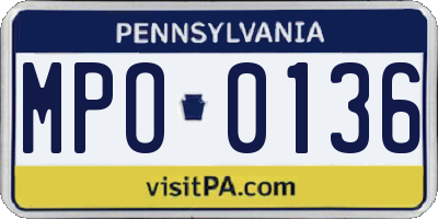 PA license plate MPO0136