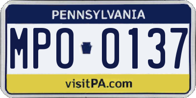 PA license plate MPO0137