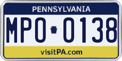 PA license plate MPO0138