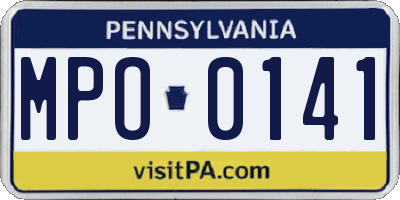 PA license plate MPO0141