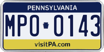 PA license plate MPO0143