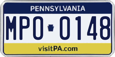 PA license plate MPO0148