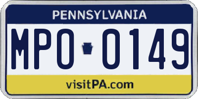 PA license plate MPO0149