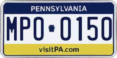 PA license plate MPO0150