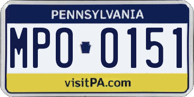 PA license plate MPO0151