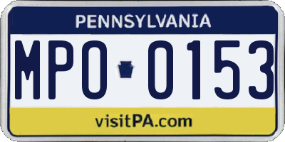 PA license plate MPO0153