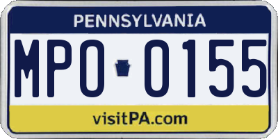 PA license plate MPO0155