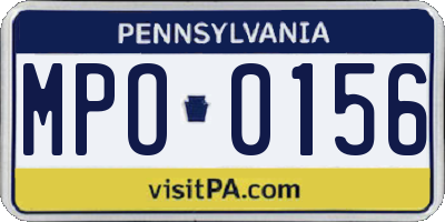 PA license plate MPO0156