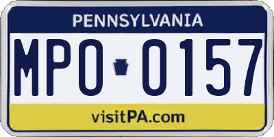 PA license plate MPO0157