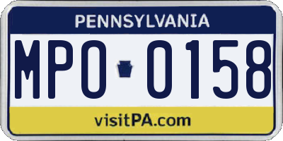 PA license plate MPO0158
