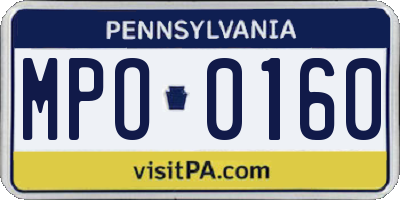 PA license plate MPO0160