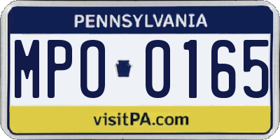 PA license plate MPO0165