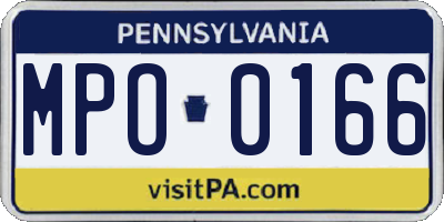 PA license plate MPO0166