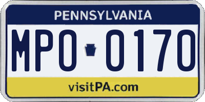 PA license plate MPO0170