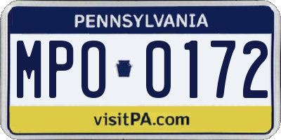 PA license plate MPO0172