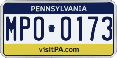 PA license plate MPO0173