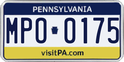PA license plate MPO0175