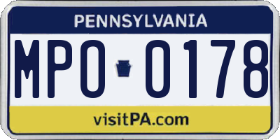 PA license plate MPO0178