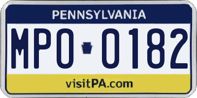 PA license plate MPO0182