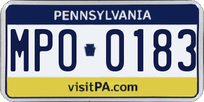PA license plate MPO0183