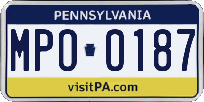 PA license plate MPO0187