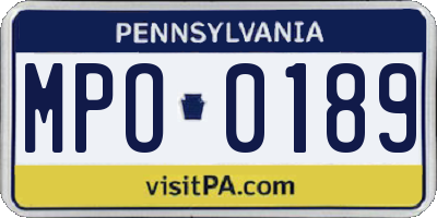 PA license plate MPO0189