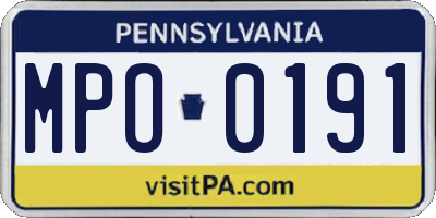 PA license plate MPO0191