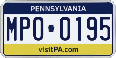 PA license plate MPO0195