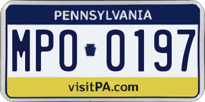 PA license plate MPO0197
