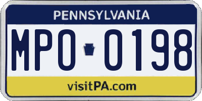 PA license plate MPO0198