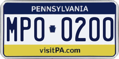 PA license plate MPO0200
