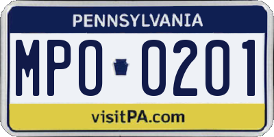 PA license plate MPO0201