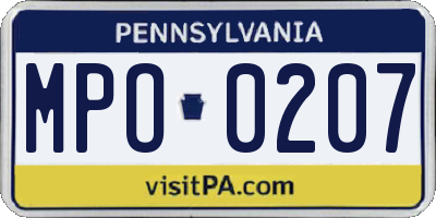 PA license plate MPO0207