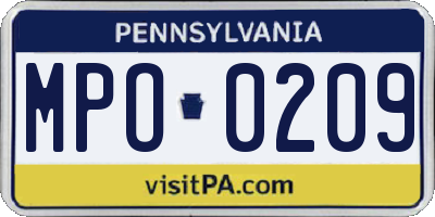 PA license plate MPO0209