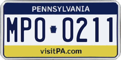 PA license plate MPO0211