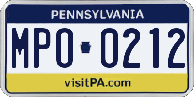 PA license plate MPO0212