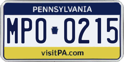 PA license plate MPO0215